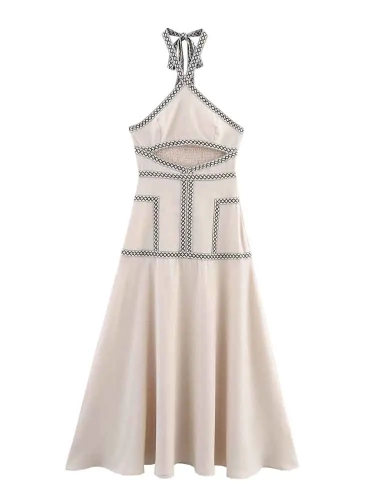 European style women's new fashion versatile temperament simple sexy backless strap halter neck dress
European style women's new fashion versatile temperament simple sexy backless strap halter neck dress