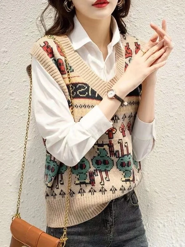 Women's Knitted Vest Top Inner Wear Autumn Winter Brand Buckle Fleece Jacket V-neck Loose Fit Color Commute Style
Women's Knitted Vest Top Inner Wear Autumn Winter Brand Buckle Fleece Jacket V-neck Loose Fit Color Commute Style