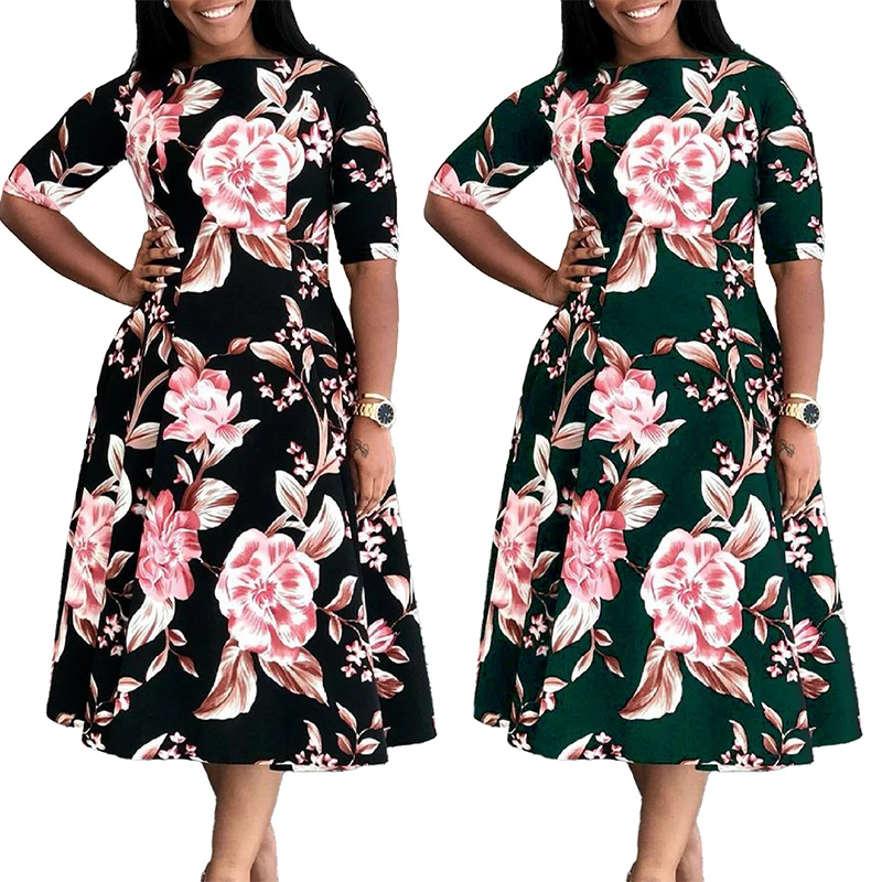 Women Floral Printed Dresses O-Neck Half Sleeves High Waist A Line Causal Fashion Slim Elegant Daily Ball African Vestidos
Women Floral Printed Dresses O-Neck Half Sleeves High Waist A Line Causal Fashion Slim Elegant Daily Ball African Vestidos