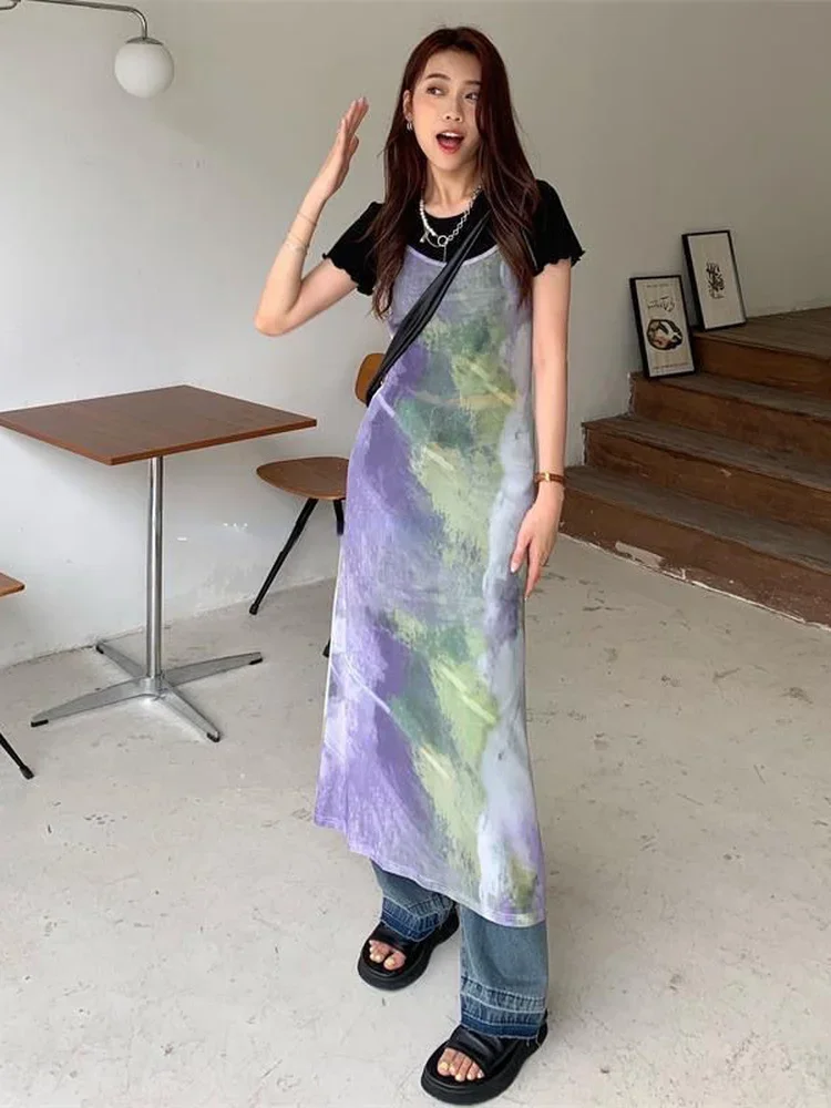Korean Fashion 2 Piece Set Robe Vestidos De Mujer Vintage Tie Dye Print Mesh Dress Women Sexy Y2k Spaghetti Strap Maxi Dresses
Korean Fashion 2 Piece Set Robe Vestidos De Mujer Vintage Tie Dye Print Mesh Dress Women Sexy Y2k Spaghetti Strap Maxi Dresses