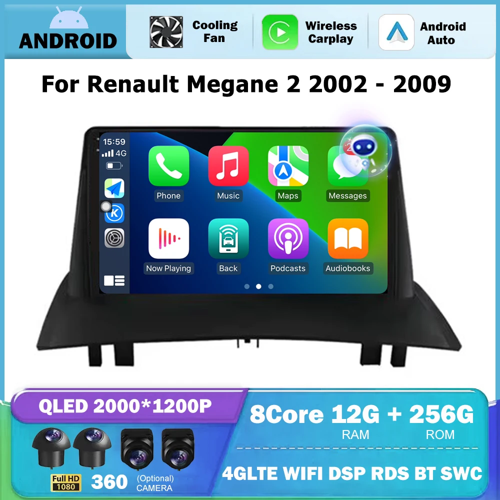 Wireless Carplay For Renault Megane 2 2002 - 2009 Android Auto Car Radio Stereo Navigation GPS Multimedia Player WiFi BT DSP
Wireless Carplay For Renault Megane 2 2002 - 2009 Android Auto Car Radio Stereo Navigation GPS Multimedia Player WiFi BT DSP