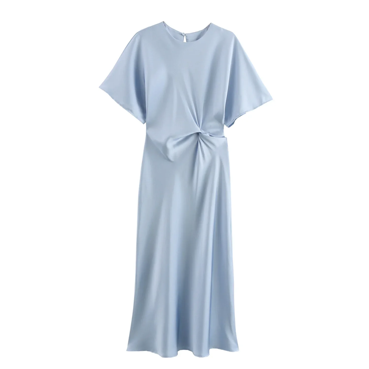 Summer New Fashion Satin Women Long Dress with Simple Knot Decoration Female Solid Color Vestidos
Summer New Fashion Satin Women Long Dress with Simple Knot Decoration Female Solid Color Vestidos