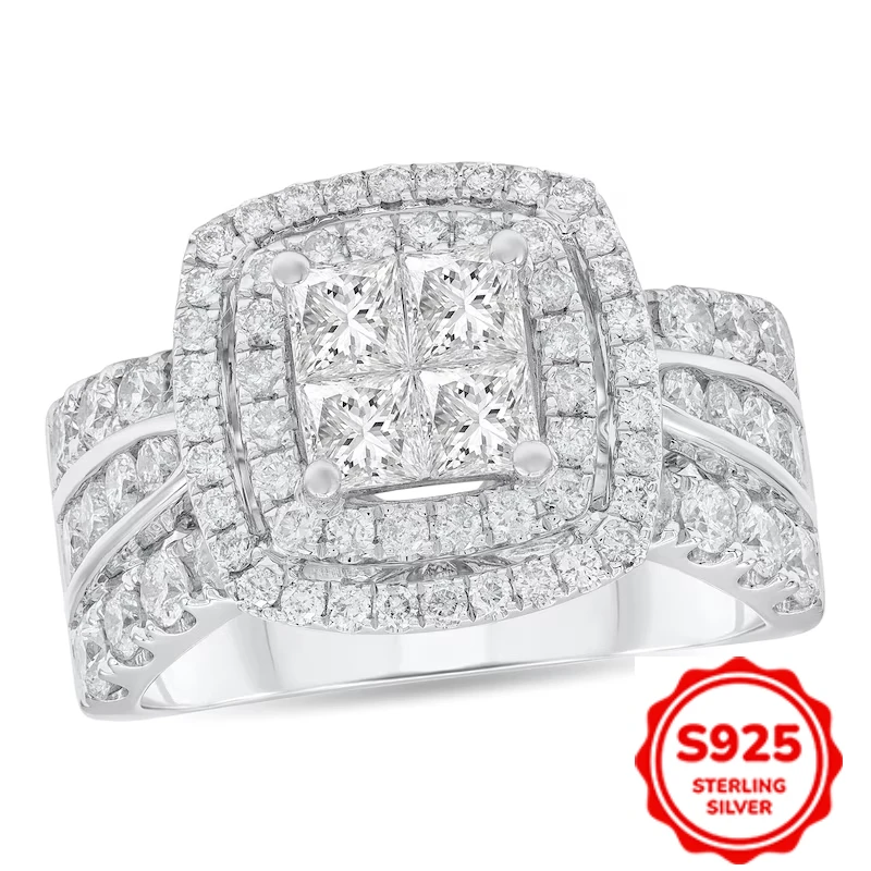 Fashionable and Luxurious S925 Silver Full Diamond Square Synthetic Zircon Women's Versatile Ring
Fashionable and Luxurious S925 Silver Full Diamond Square Synthetic Zircon Women's Versatile Ring