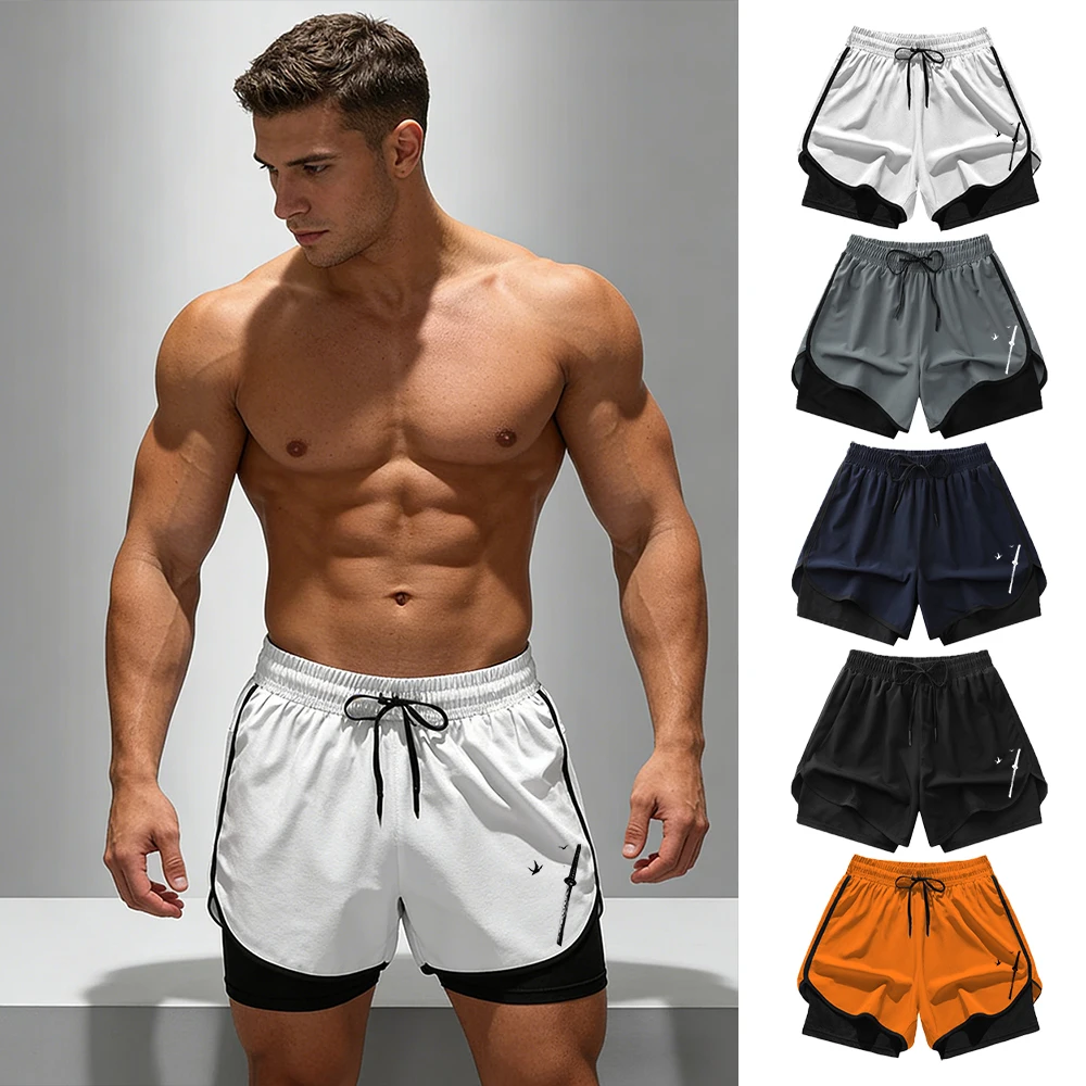 Men's Printed Quick Dry Sports Shorts Summer Double Layer With Cell Phone Pocket And Towel Hole Men's Fitness And Sports Shorts
Men's Printed Quick Dry Sports Shorts Summer Double Layer With Cell Phone Pocket And Towel Hole Men's Fitness And Sports Shorts