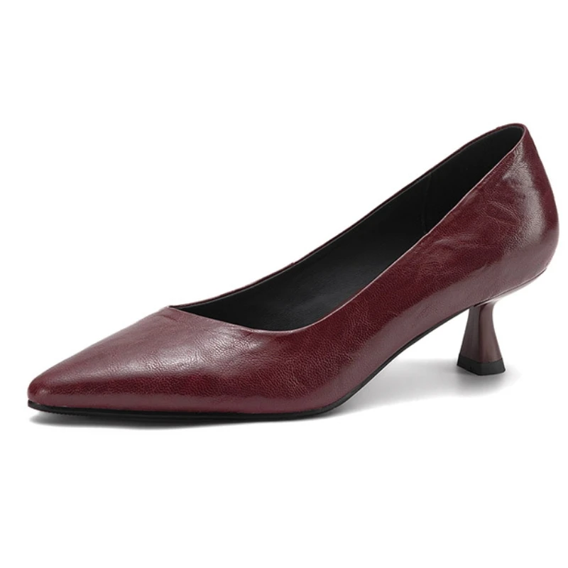 Genuine Leather Wine Red Back High Heel Women's Pumps Dress Shoes Fashion Point toe Office Wedding Dress Shoes Lady Classic
Genuine Leather Wine Red Back High Heel Women's Pumps Dress Shoes Fashion Point toe Office Wedding Dress Shoes Lady Classic