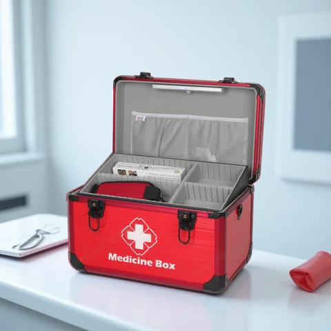 Large 16 inch Doctor Visit Case Shockproof EVA Liner Night Glow Cross Red Medicine Storage Box for Family Camping Car First Aid