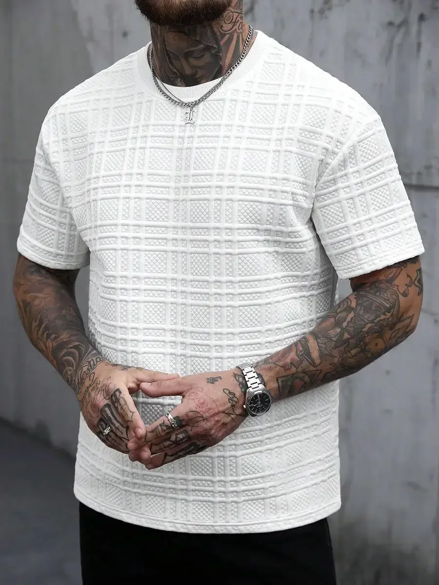 Mens White Short Sleeve Crew Neck Textured Casual Shirt
Mens White Short Sleeve Crew Neck Textured Casual Shirt
