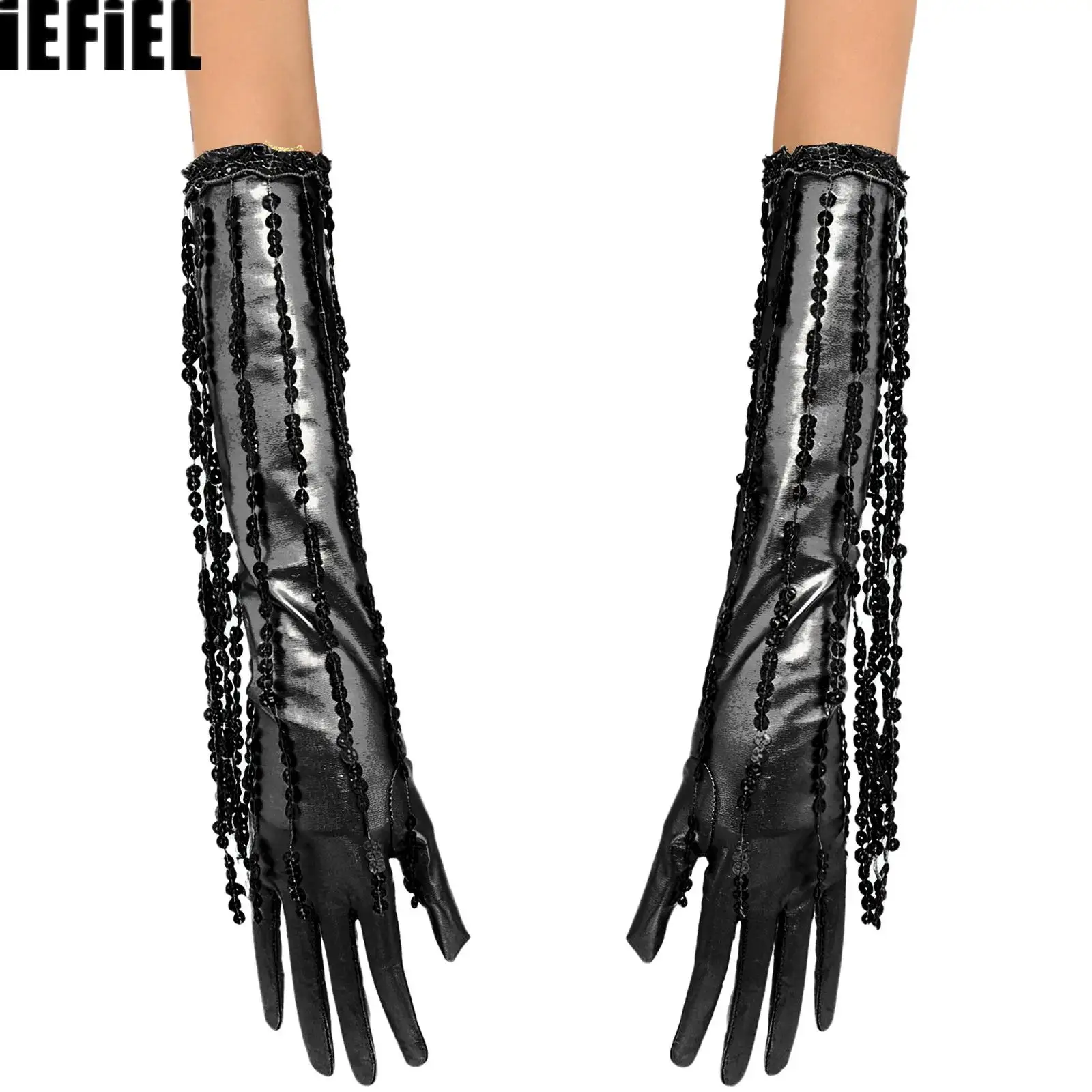1 Pair 1920s Sequins Fringe Gloves Metallic Shiny Opera Tassels Gloves Prom Accessories for Women Performance Dress Up
1 Pair 1920s Sequins Fringe Gloves Metallic Shiny Opera Tassels Gloves Prom Accessories for Women Performance Dress Up