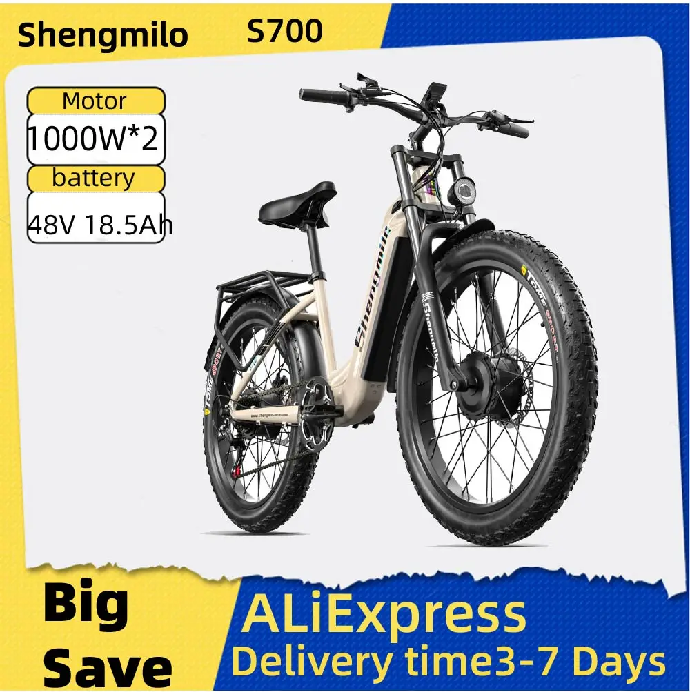 Shengmilo S700 Электрический велосипед для взрослых, 1000 Вт * 2, мужской электронный горный велосипед с двумя двигателями, электрический аккумулятор 48 В, 18,5 Ач, электрический велосипед с толстыми шинами 26 дюймов
Shengmilo S700 Электрический велосипед для взрослых, 1000 Вт * 2, мужской электронный горный велосипед с двумя двигателями, электрический аккумулятор 48 В, 18,5 Ач, электрический велосипед с толстыми шинами 26 дюймов