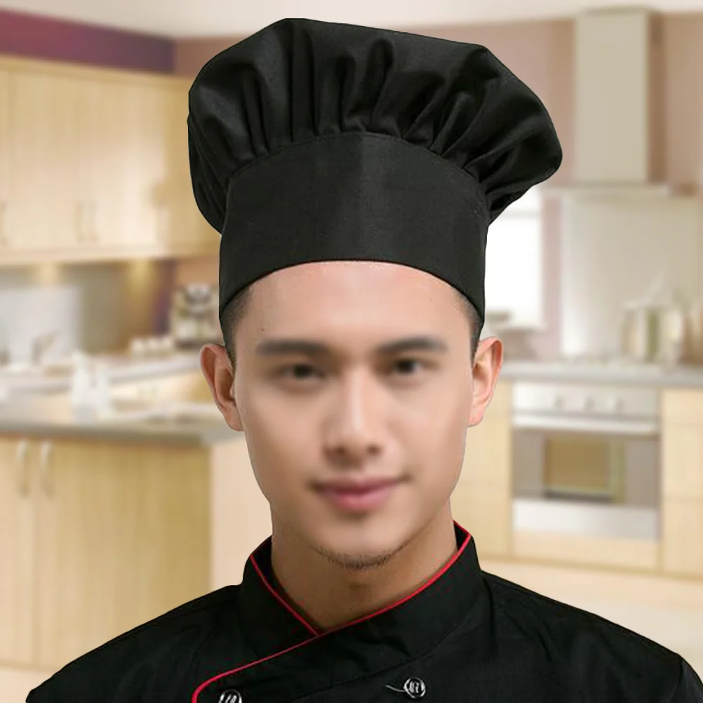 Adjustable Elastic Black Chef Hat Unisex Breathable Polyester Cotton Kitchen Cooking Mushroom Style Restaurant Cap Cook Headwear
Adjustable Elastic Black Chef Hat Unisex Breathable Polyester Cotton Kitchen Cooking Mushroom Style Restaurant Cap Cook Headwear