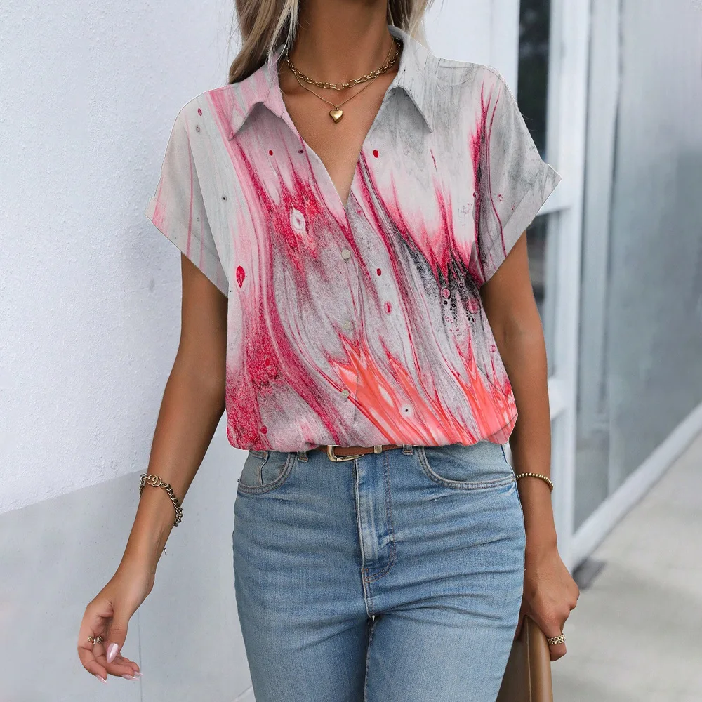 Fashion Women's Button Tops New Summer Tie Dye 3D Printed Shirts Elegant Women's Office Short Sleeve Shirt Loose Casual Blouses
Fashion Women's Button Tops New Summer Tie Dye 3D Printed Shirts Elegant Women's Office Short Sleeve Shirt Loose Casual Blouses