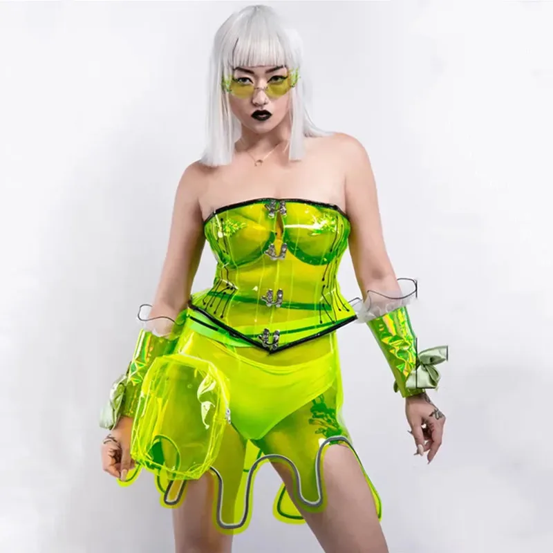 Fluorescent Green Transparent Nightclub Costume Women Dancer Gogo Performance Clothes Sexy Stage Wear Party Rave Outfit
Fluorescent Green Transparent Nightclub Costume Women Dancer Gogo Performance Clothes Sexy Stage Wear Party Rave Outfit