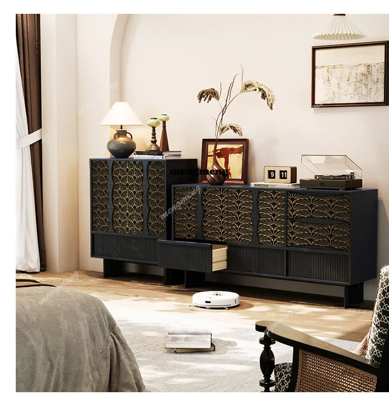 Medieval geometric pattern household living room chest cabinet solid wood locker removable storage cabinet black
Medieval geometric pattern household living room chest cabinet solid wood locker removable storage cabinet black