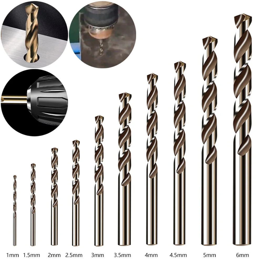 10pcs HSS M35 Cobalt Coated Drill Bits Set 1-6mm Wood Metal Hole Cutter Drill Bit Stainless Steel Drilling Tools
10pcs HSS M35 Cobalt Coated Drill Bits Set 1-6mm Wood Metal Hole Cutter Drill Bit Stainless Steel Drilling Tools