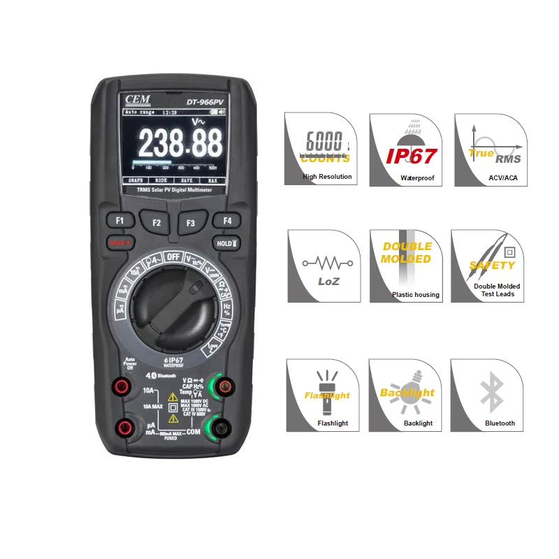PV Solar Meter 1000W PV Module Current Voltage Tester Multimeter with Wireless Charging Solar Tester CATIII 1500V
PV Solar Meter 1000W PV Module Current Voltage Tester Multimeter with Wireless Charging Solar Tester CATIII 1500V