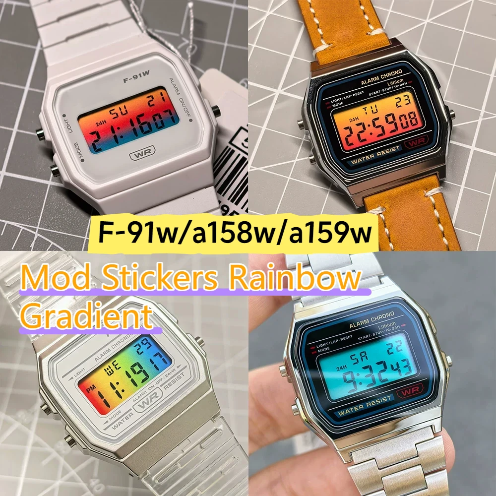 Пленка для часов «сделай сам», аксессуары для покрытия экрана для Casio, маленький квадратный F-91w/a158w/a159w, модные красочные наклейки, Радуга, Gradie
Пленка для часов «сделай сам», аксессуары для покрытия экрана для Casio, маленький квадратный F-91w/a158w/a159w, модные красочные наклейки, Радуга, Gradie