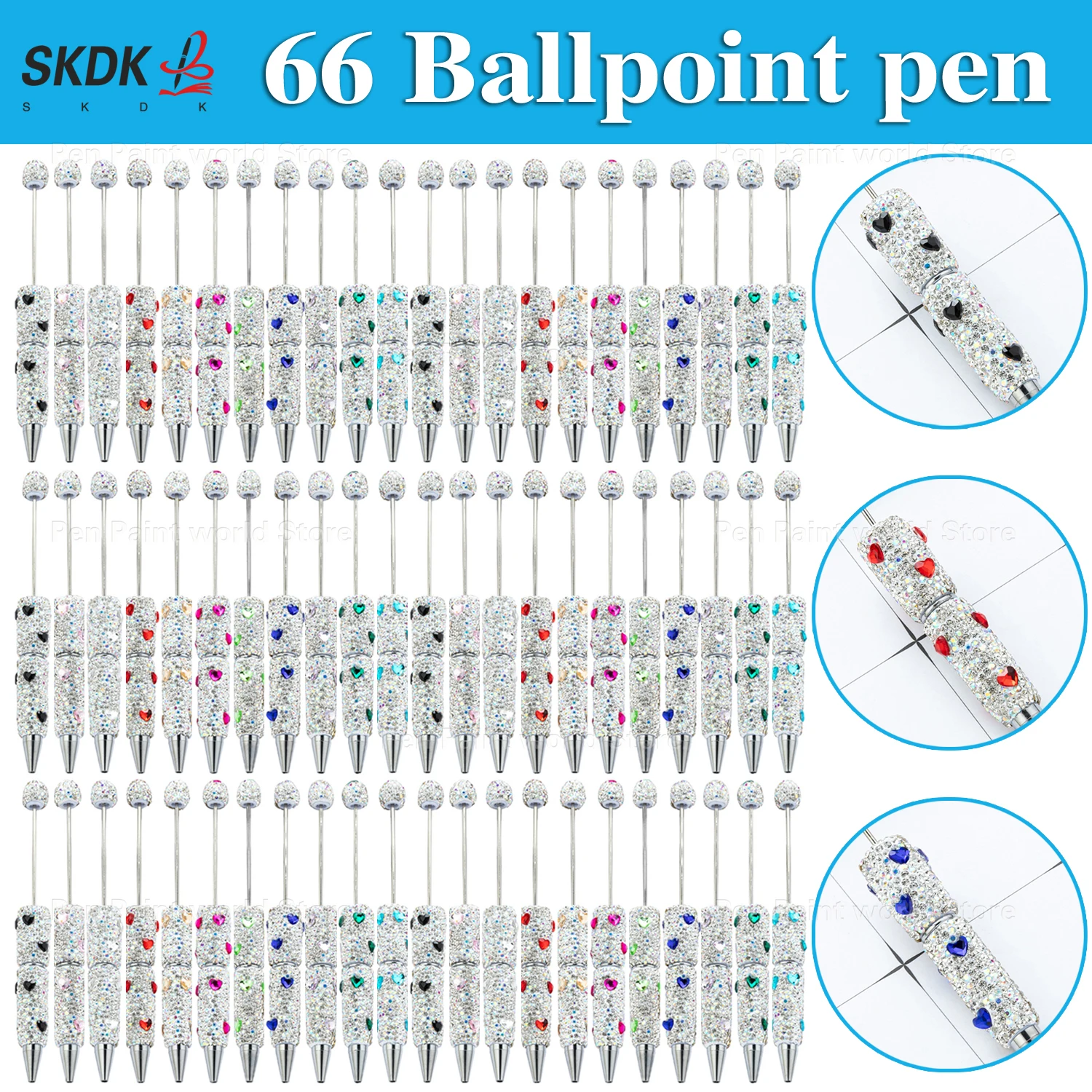 66Pcs DIY Heart Bead Pen – Decorative Full Rhinestone Ballpoint Pen for Girls, Office & Creative Writing
66Pcs DIY Heart Bead Pen – Decorative Full Rhinestone Ballpoint Pen for Girls, Office & Creative Writing