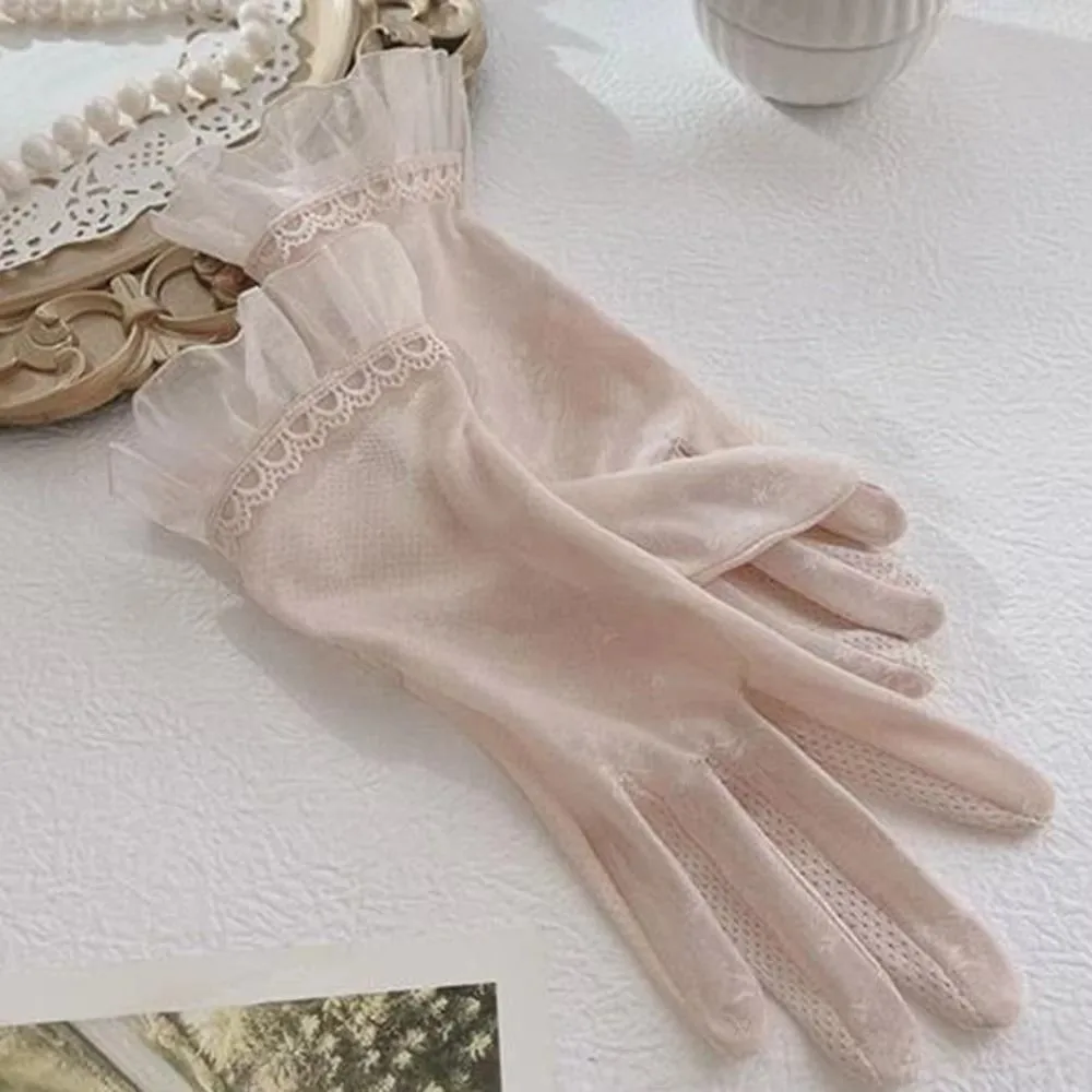 Sweet Mesh Lace Gloves Sunscreen Touch Screen Women Gloves Anti Slip Short Ice Silk Gloves Outdoor
Sweet Mesh Lace Gloves Sunscreen Touch Screen Women Gloves Anti Slip Short Ice Silk Gloves Outdoor