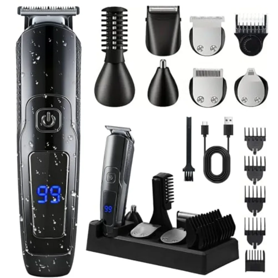 Beard Trimmer for Men: 20-length settings, stainless steel blades, matte black finish, waterproof cordless 14-in-1 grooming kit
Beard Trimmer for Men: 20-length settings, stainless steel blades, matte black finish, waterproof cordless 14-in-1 grooming kit