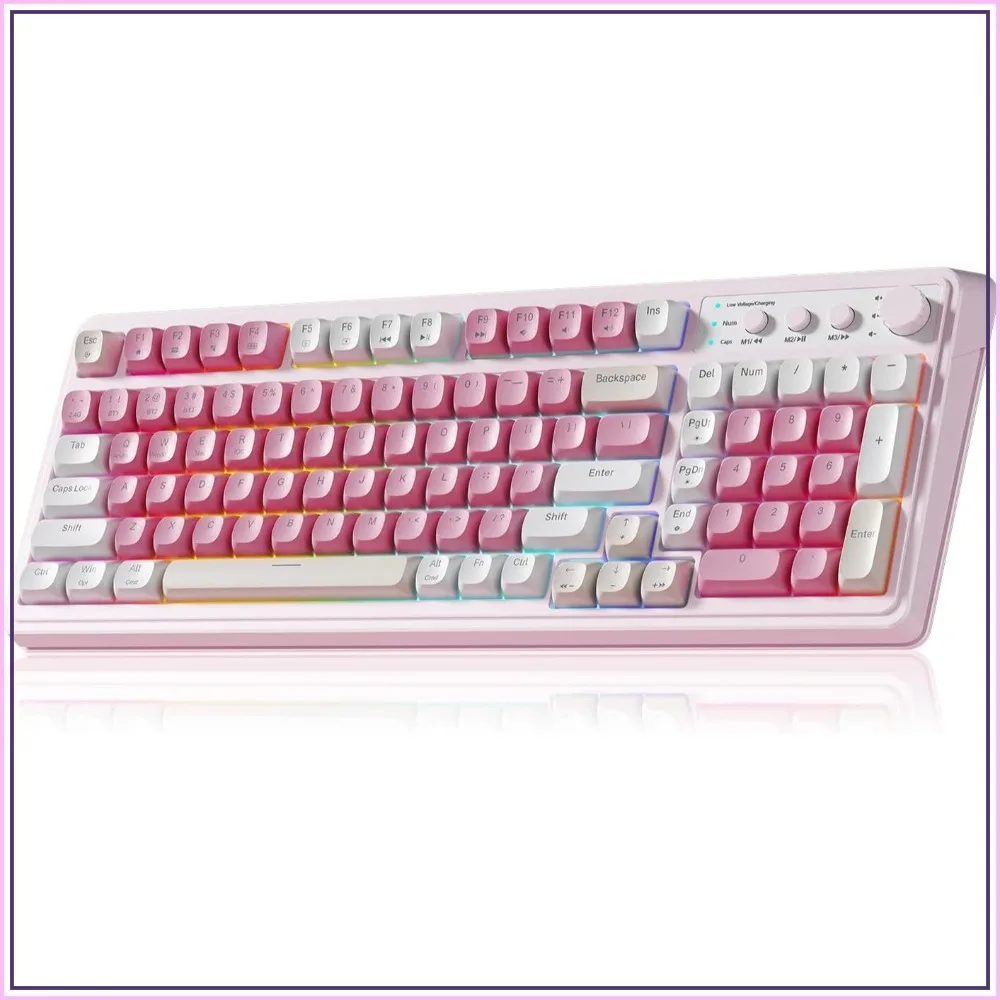 99 Key Wireless Gaming Keyboard, Tri-Mode BT/2.4GHz/USB-C RGB Backlit with Number Pad, Creamy Cute Design
99 Key Wireless Gaming Keyboard, Tri-Mode BT/2.4GHz/USB-C RGB Backlit with Number Pad, Creamy Cute Design