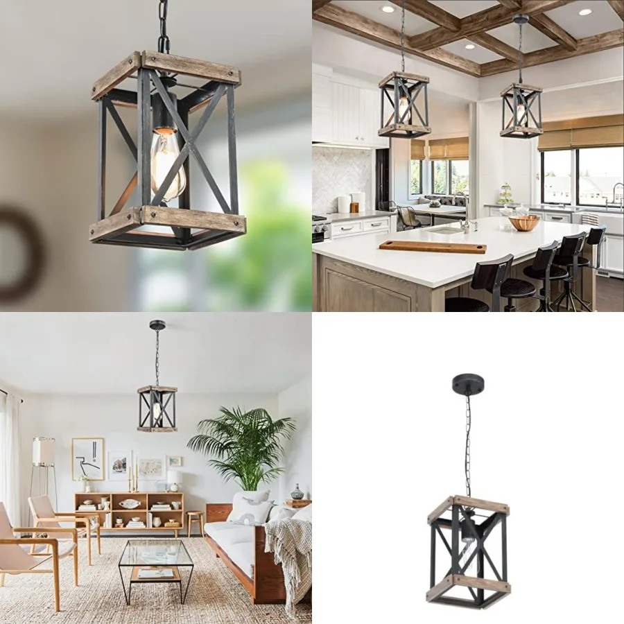 Farmhouse Pendant Light, Adjustable Metal and Wood Chandelier Light Fixture, Rustic Pendant Lighting for Kitchen Island, Bedroo
Farmhouse Pendant Light, Adjustable Metal and Wood Chandelier Light Fixture, Rustic Pendant Lighting for Kitchen Island, Bedroo