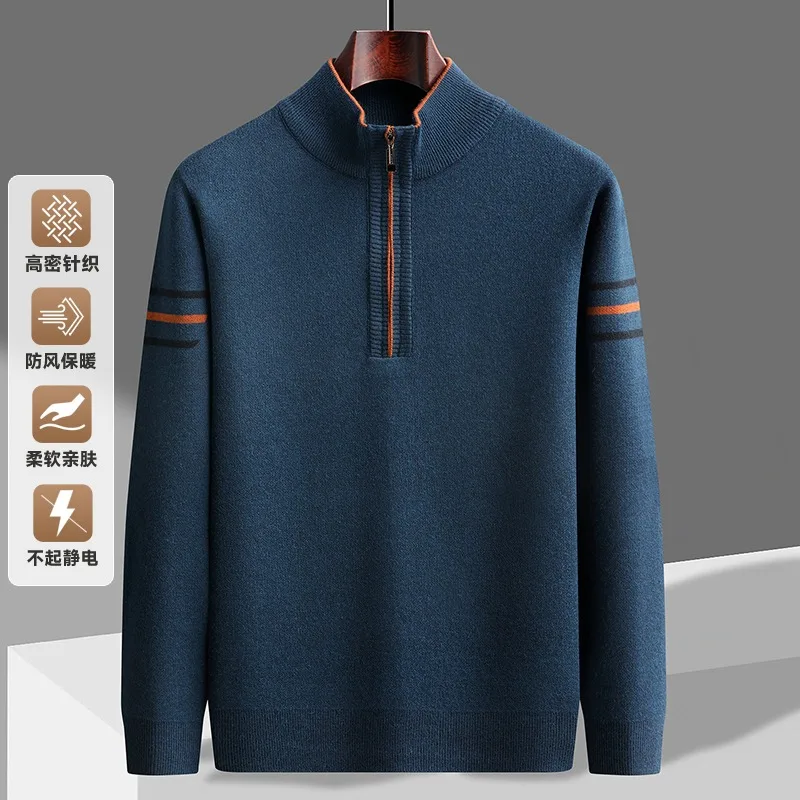 Autumn Winter Stand Up Collar Half Zipper Sweaters Men Korean Color Blocked Knitted Jacquard Pullover Versatile Casual Sweater
Autumn Winter Stand Up Collar Half Zipper Sweaters Men Korean Color Blocked Knitted Jacquard Pullover Versatile Casual Sweater