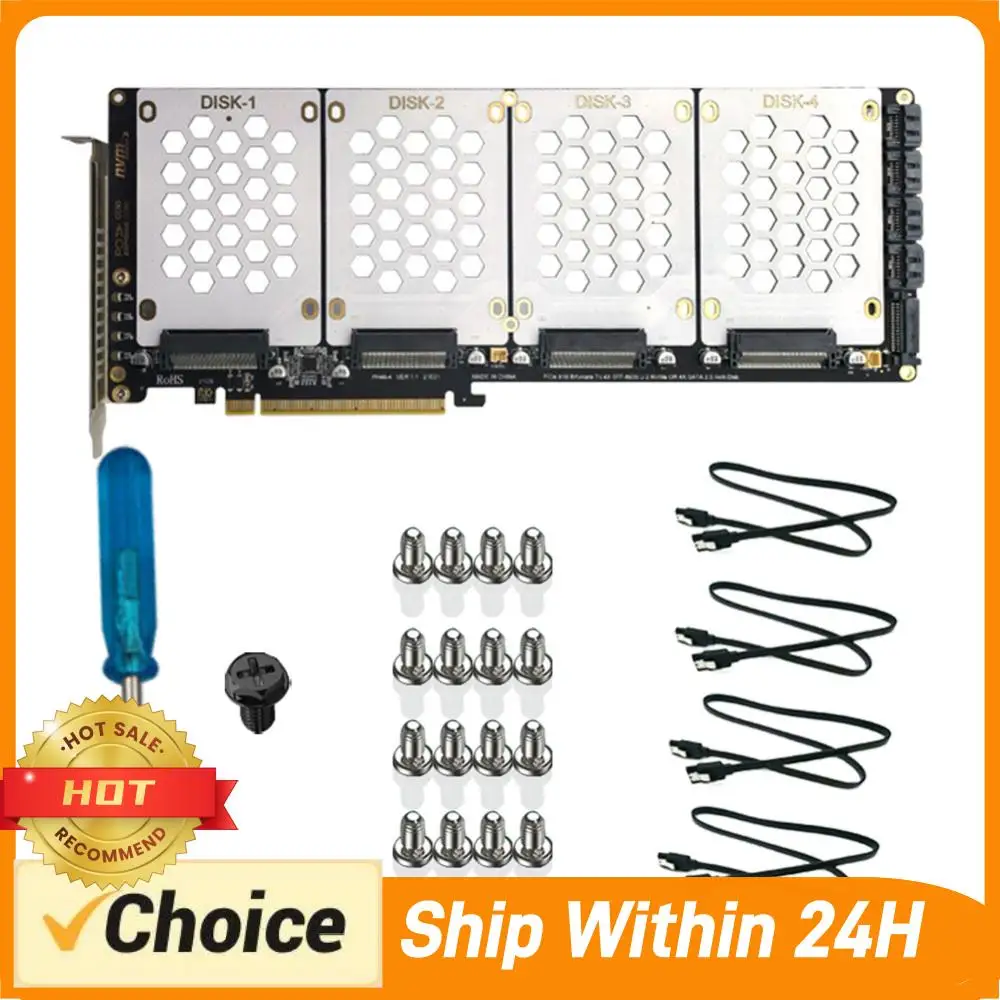 4-Port NVMe Interfaces To PCIe X16 Converter Card Motherboard Support PCIe X4x4x4x4 Bifurcation U.2 PCIe Adapter for PC
4-Port NVMe Interfaces To PCIe X16 Converter Card Motherboard Support PCIe X4x4x4x4 Bifurcation U.2 PCIe Adapter for PC