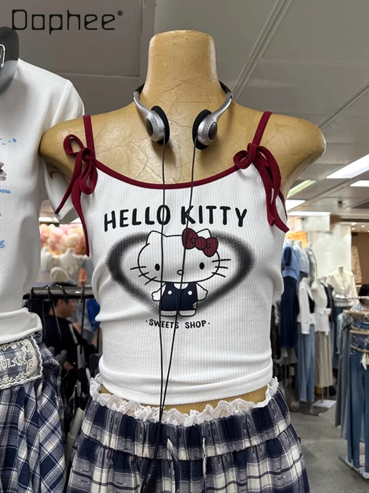 2025 Summer Cartoon Slim-fit Sleeveless Lace-up Suspender Bottom Top Kawaii Clothes Crop Top Short Tank Top Women Sweet Tops
2025 Summer Cartoon Slim-fit Sleeveless Lace-up Suspender Bottom Top Kawaii Clothes Crop Top Short Tank Top Women Sweet Tops