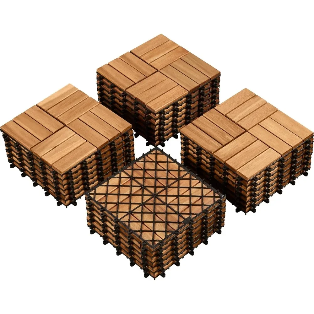 27pcs Hardwood Interlocking Patio Deck Tiles Acacia Waterproof Wood Flooring Tiles for Patio Garden Poolside, 12'' x12'' Indoor
27pcs Hardwood Interlocking Patio Deck Tiles Acacia Waterproof Wood Flooring Tiles for Patio Garden Poolside, 12'' x12'' Indoor