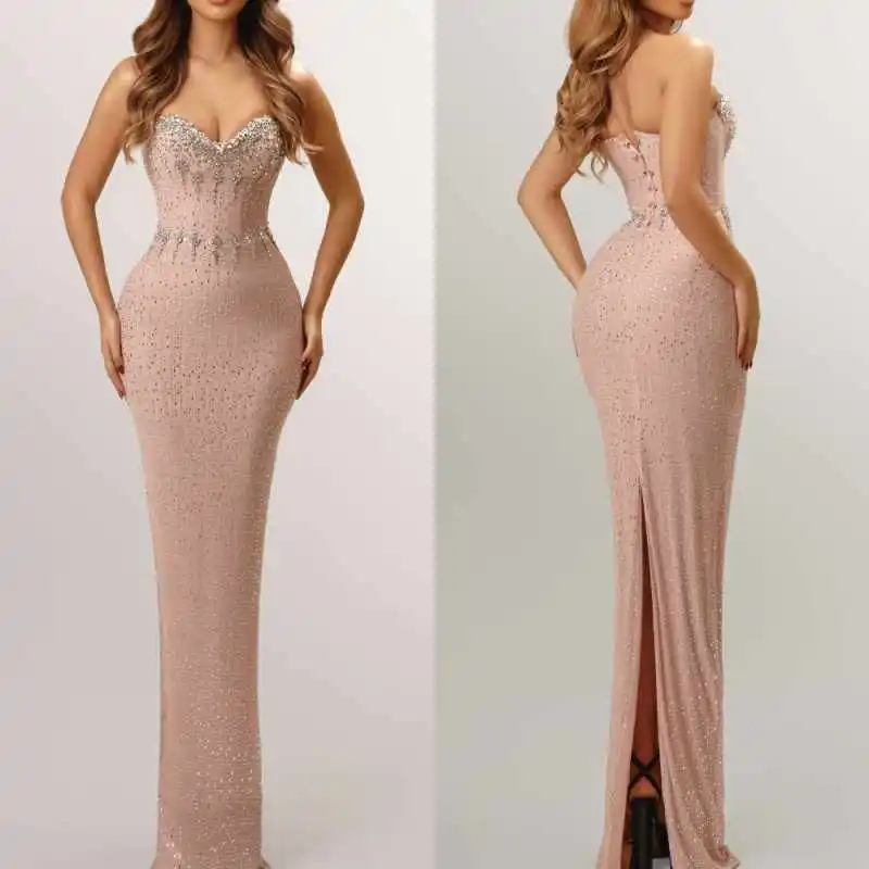 Charming Crystals Prom Gowns Sweetheart Neck Sleeveless Mermaid Evening Dresses Floor Length Formal Party Customized
Charming Crystals Prom Gowns Sweetheart Neck Sleeveless Mermaid Evening Dresses Floor Length Formal Party Customized