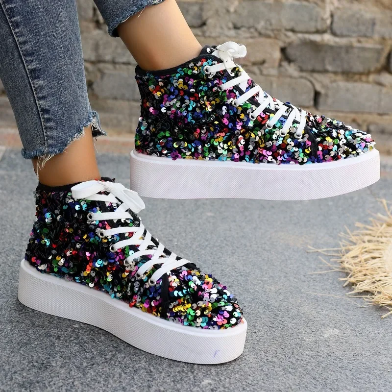 Women's Vulcanize Shoes Platform Sole Bling Lace-up Women Shoes Leisure Outdoor Keep Warm Comfortable 2025 Zapatillas De Mujer
Women's Vulcanize Shoes Platform Sole Bling Lace-up Women Shoes Leisure Outdoor Keep Warm Comfortable 2025 Zapatillas De Mujer