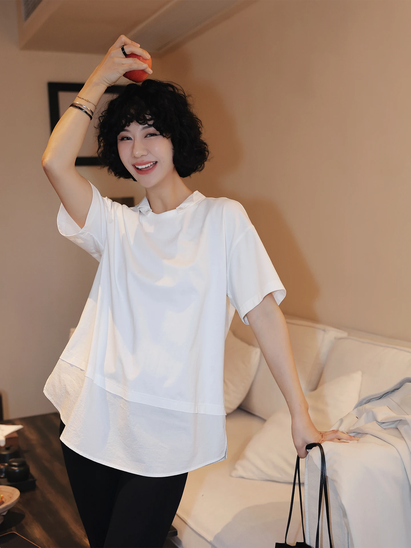 Lazy Style Patchwork Cotton T-Shirt Spring Collection Loose Short Sleeve Shirt Design Summer Floral Season Ladies' Top
Lazy Style Patchwork Cotton T-Shirt Spring Collection Loose Short Sleeve Shirt Design Summer Floral Season Ladies' Top