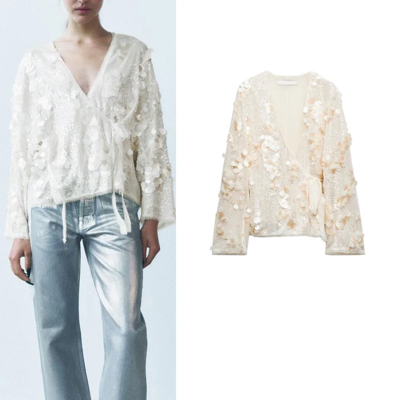 Spring New Loose Long Sve V-Ne Wrap Belted Bead Decorated Kimono Sle Outerwear Women's Faion Polyester Fiber 00%
Spring New Loose Long Sve V-Ne Wrap Belted Bead Decorated Kimono Sle Outerwear Women's Faion Polyester Fiber 00%