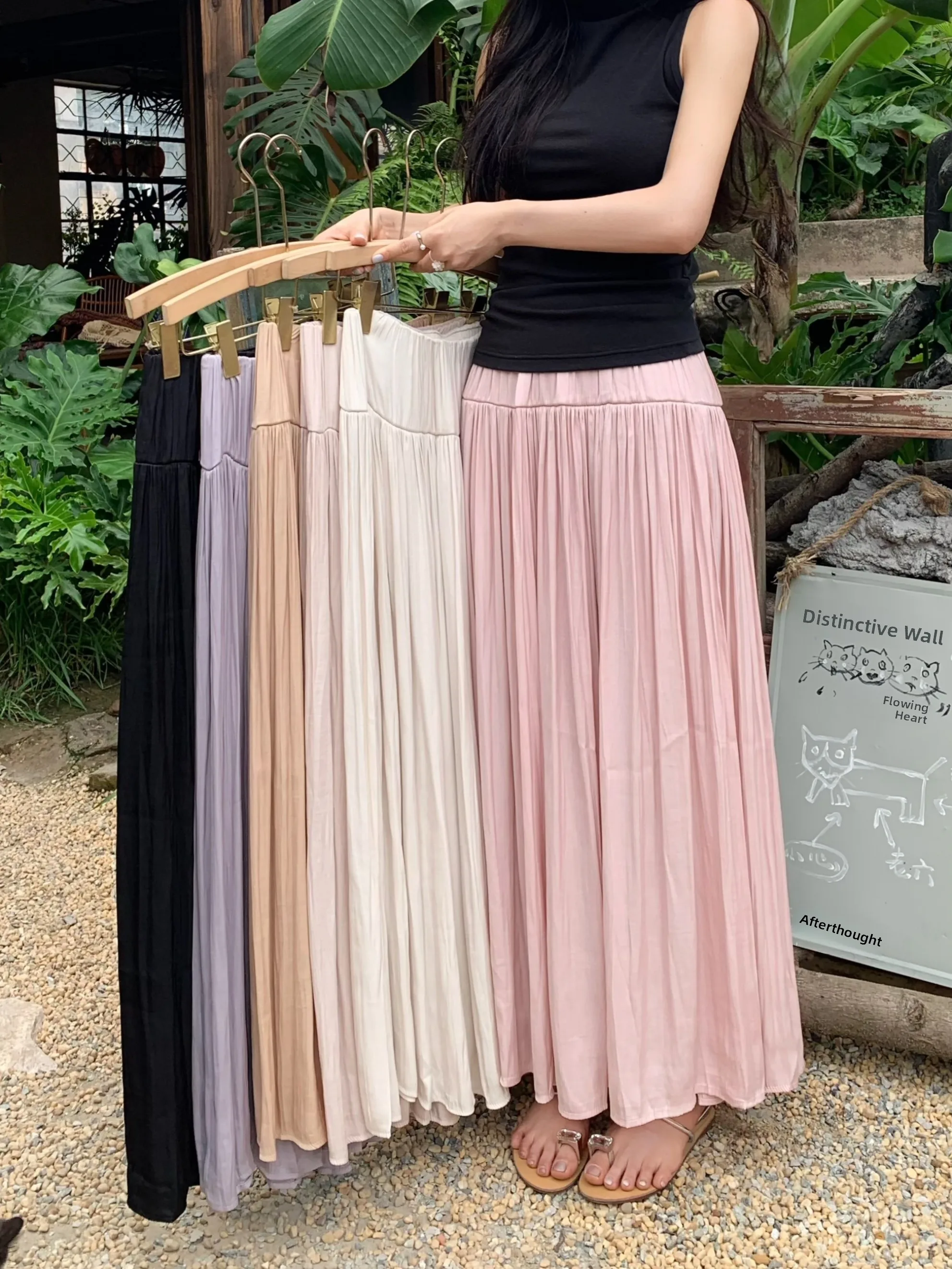Kumikumi High Waist Silk Half Skirt Women's Summer Elegant Versatile Loose A-Line Long Skirt Pleated Korean Style Commute
Kumikumi High Waist Silk Half Skirt Women's Summer Elegant Versatile Loose A-Line Long Skirt Pleated Korean Style Commute