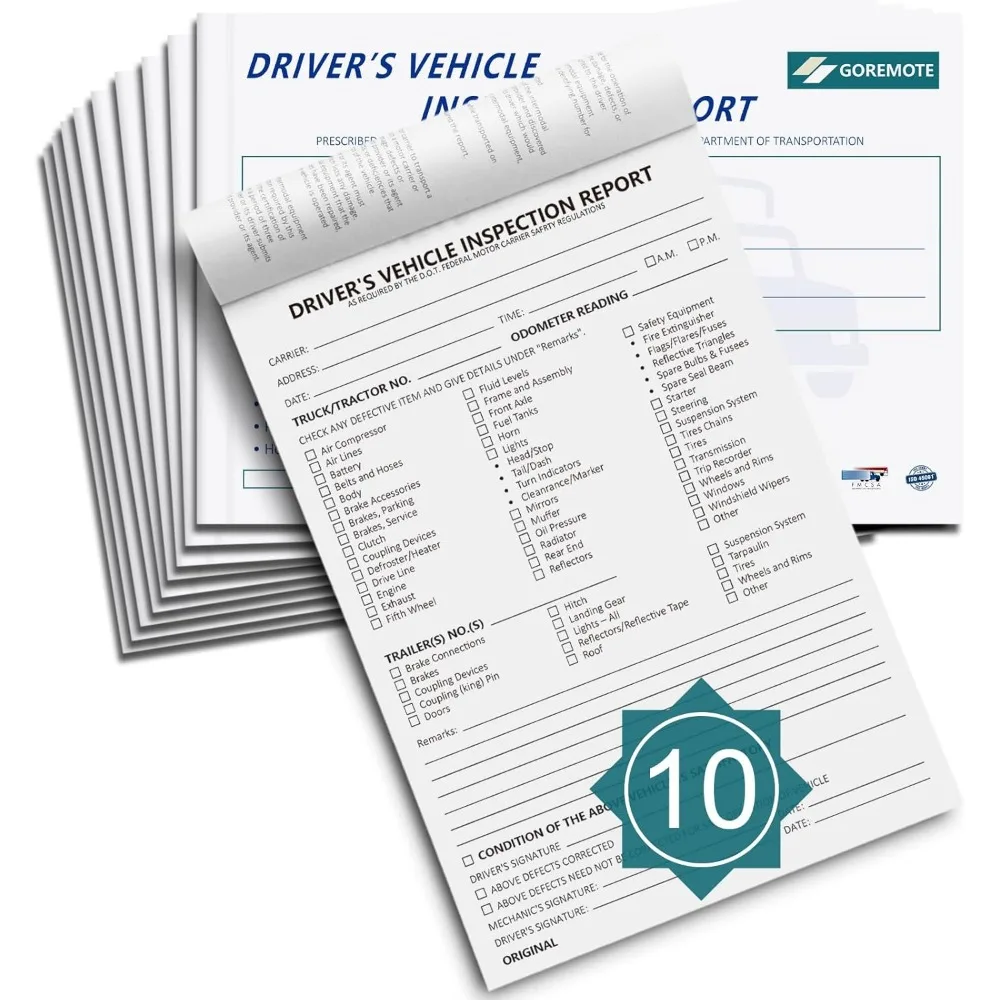 Vehicle Pre Trip Inspection Log Book 10 Pack 2 Ply Carbonless 35 Sets 8.5x5.5
Vehicle Pre Trip Inspection Log Book 10 Pack 2 Ply Carbonless 35 Sets 8.5x5.5