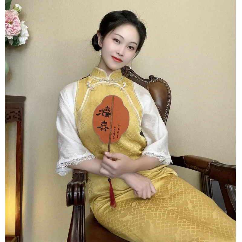 Yellow Koi Fish Loose Elegant Breathable Fake Two-Piece Low Slit Daily Wear Double Lapel Traditional Button Style
Yellow Koi Fish Loose Elegant Breathable Fake Two-Piece Low Slit Daily Wear Double Lapel Traditional Button Style
