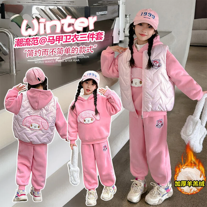 3Pcs Sanrio My Melody Clothes Girls Kawaii Anime Hoodie Sweatpants Waistcoat Set Cartoon Cute Thick Long-Sleeved Top Kid Gift
3Pcs Sanrio My Melody Clothes Girls Kawaii Anime Hoodie Sweatpants Waistcoat Set Cartoon Cute Thick Long-Sleeved Top Kid Gift