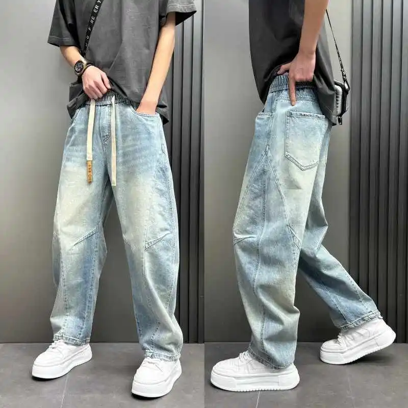 Autumn Winter New Straight Wide-leg Jeans Drawstring Scimitar Loose Trendy Washed Handsome Designer Men's Casual Cowboy Pants
Autumn Winter New Straight Wide-leg Jeans Drawstring Scimitar Loose Trendy Washed Handsome Designer Men's Casual Cowboy Pants
