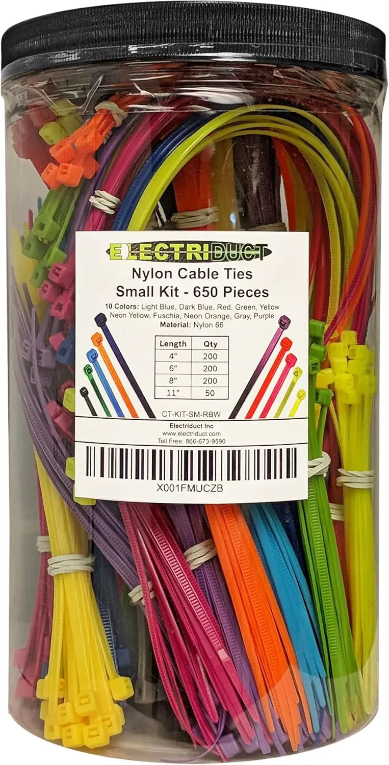 650 Pcs Multi-Color Nylon Cable Ties Kit - 4 to 11 Inch Assorted Lengths for Home, Office, and Workshop Organization
650 Pcs Multi-Color Nylon Cable Ties Kit - 4 to 11 Inch Assorted Lengths for Home, Office, and Workshop Organization