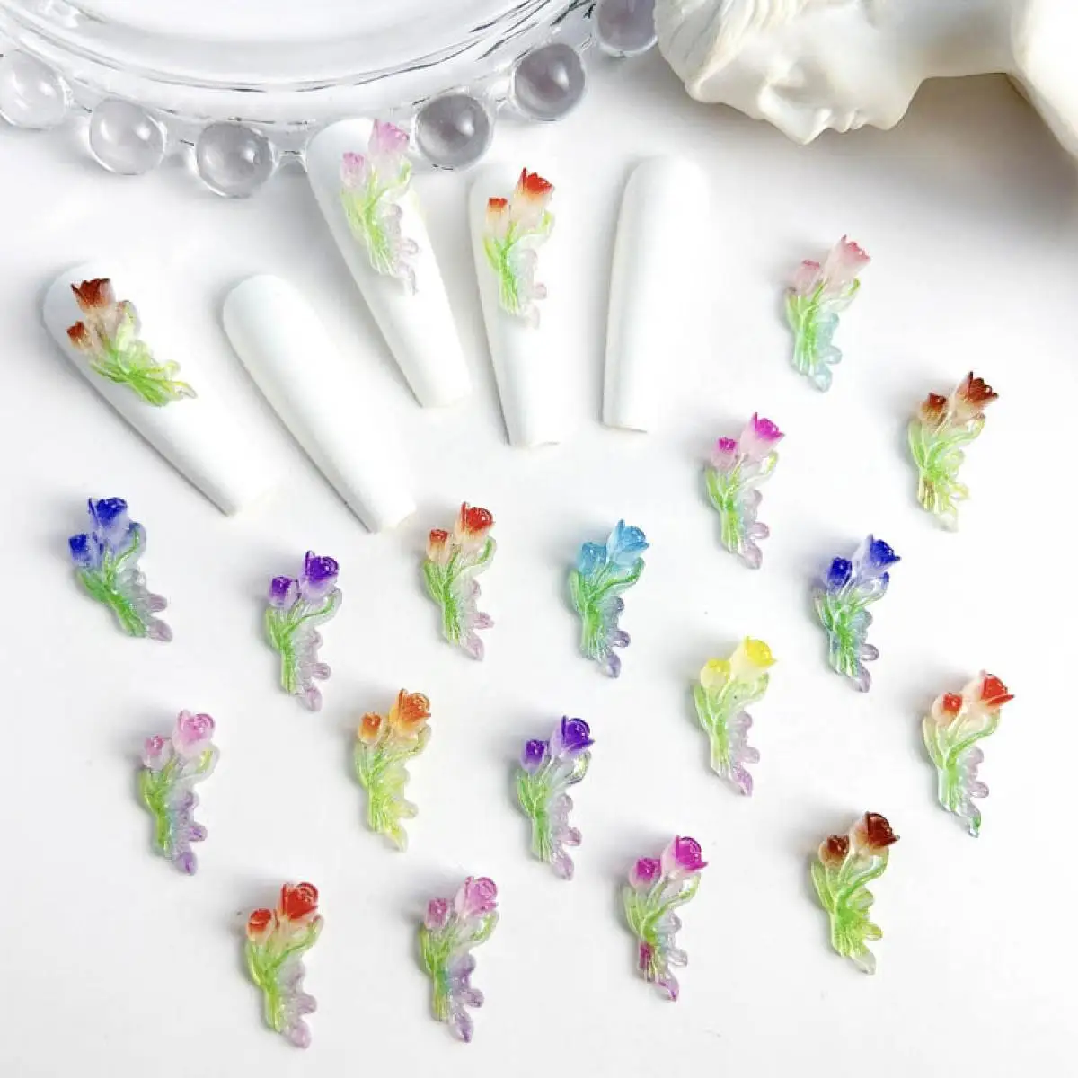 Gradient Colored Tulip Resin Nail Charms Simulated Luminous Small Fresh Double Flowers Nail Art Decorations for DIY Nails Parts
Gradient Colored Tulip Resin Nail Charms Simulated Luminous Small Fresh Double Flowers Nail Art Decorations for DIY Nails Parts