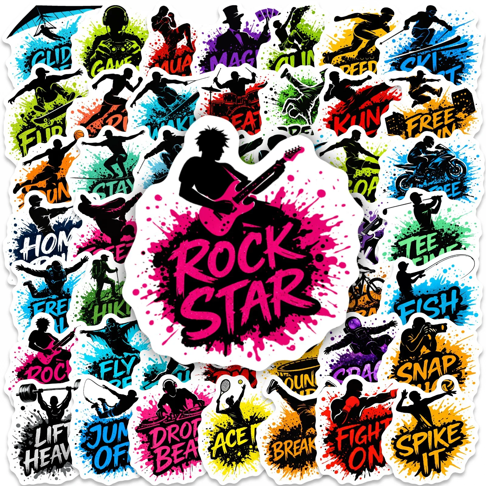 50pcs Sports Theme Splash Ink Decor Stickers Fashion Graffiti DIY Stickers for Scrapbook and Stationery Decoration
50pcs Sports Theme Splash Ink Decor Stickers Fashion Graffiti DIY Stickers for Scrapbook and Stationery Decoration