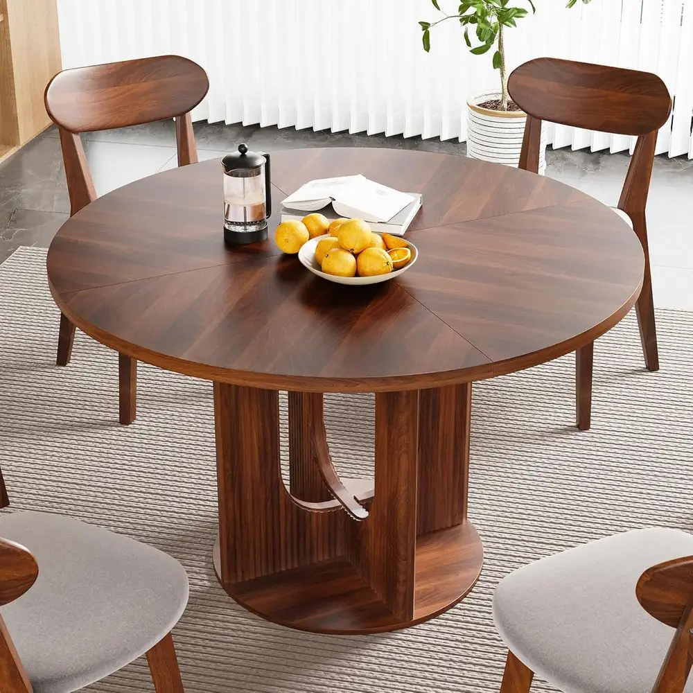 Round Walnut Dining Table with Pedestal Base, 47 Inch Diameter for Kitchen and Living Room
Round Walnut Dining Table with Pedestal Base, 47 Inch Diameter for Kitchen and Living Room
