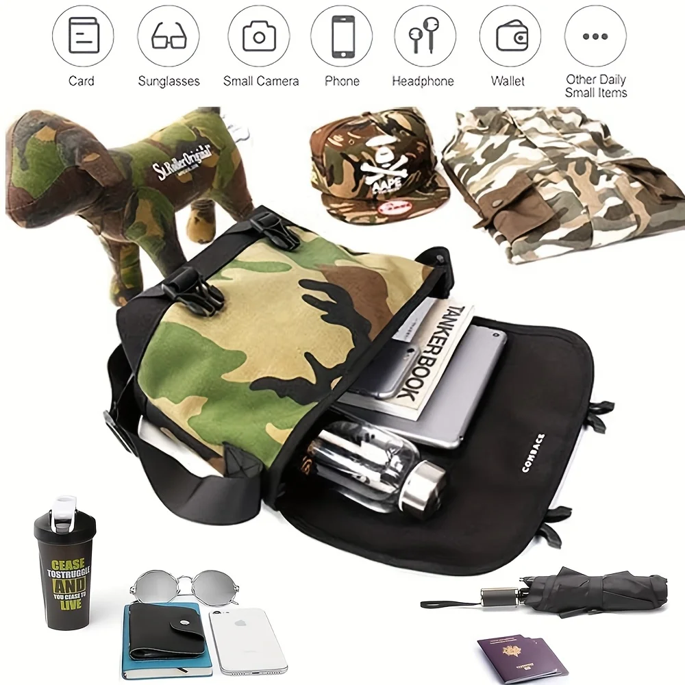 Tactical Camouflage Crossbody Bag for Men Waterproof Spacious Shoulder Bag Fits 14-Inch Laptop for Outdoor Travel & Casual Use
Tactical Camouflage Crossbody Bag for Men Waterproof Spacious Shoulder Bag Fits 14-Inch Laptop for Outdoor Travel & Casual Use