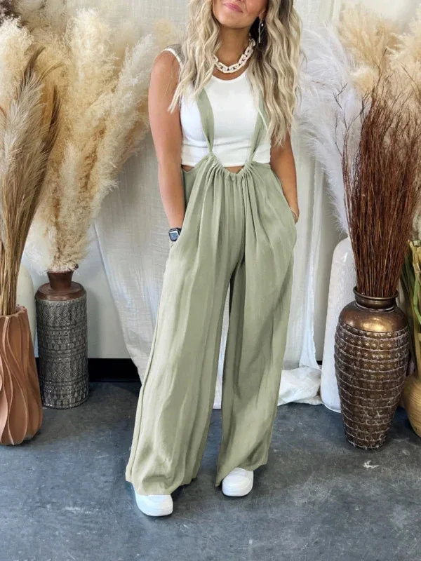 Casual Jumpsuits Mono Elegante Mujer Women's Fashion Casual Strap Pants Spring/Summer Strap Wide Leg Jumpsuit
Casual Jumpsuits Mono Elegante Mujer Women's Fashion Casual Strap Pants Spring/Summer Strap Wide Leg Jumpsuit