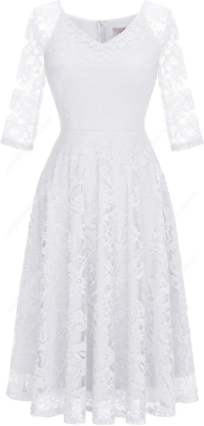 Dressystar Womens Long-Sleeve Wedding Guest Dress A-Line Lace Formal Party Cocktail Midi Dress Prom Gown
Dressystar Womens Long-Sleeve Wedding Guest Dress A-Line Lace Formal Party Cocktail Midi Dress Prom Gown