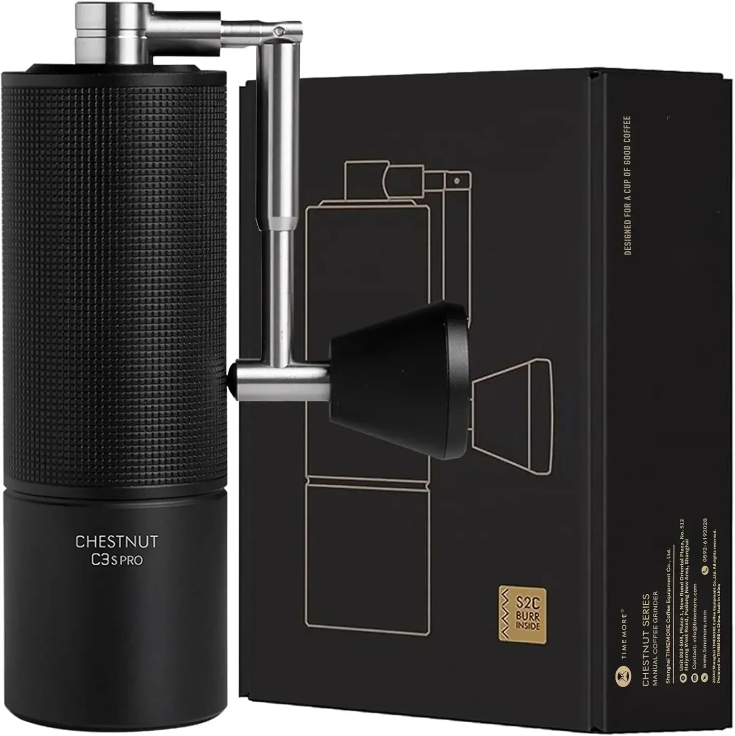 Chestnut C3S Pro Manual Coffee Grinder, Stainless Steel S2C Conical Burr Coffee Grinder, Hand Coffee Grinder with Foldabl Handle
Chestnut C3S Pro Manual Coffee Grinder, Stainless Steel S2C Conical Burr Coffee Grinder, Hand Coffee Grinder with Foldabl Handle