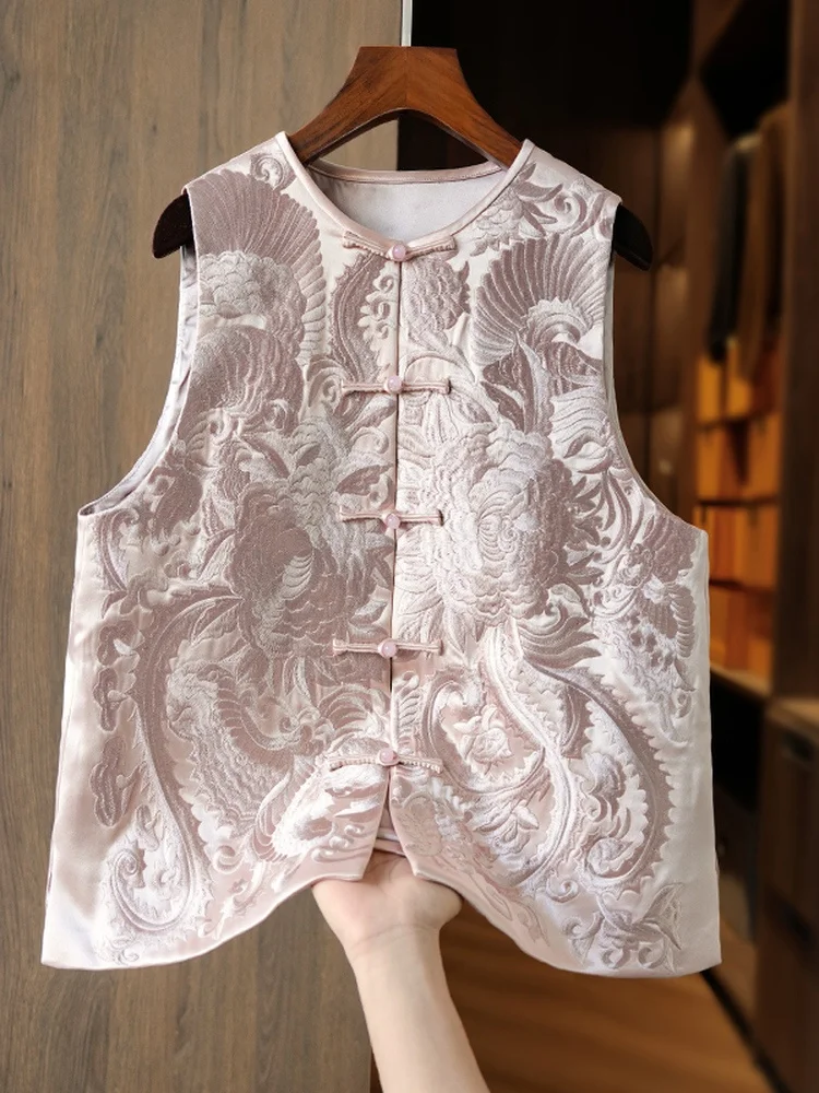 Silk Acetate Embroidered Vest Women's Style Spring Autumn Summer Outerwear Silk Shoulder Pad New Chinese Style Layered Vest Top
Silk Acetate Embroidered Vest Women's Style Spring Autumn Summer Outerwear Silk Shoulder Pad New Chinese Style Layered Vest Top