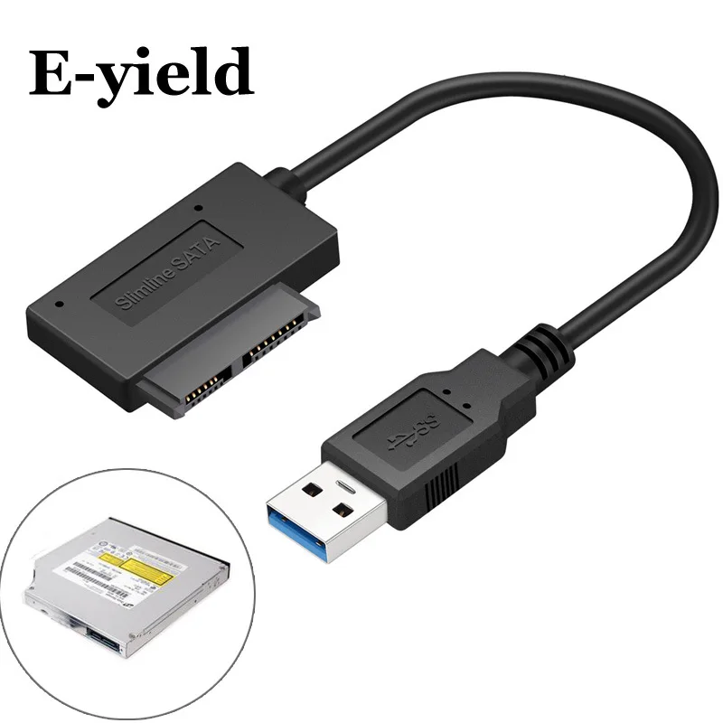 USB 3.0 to Slim SATA USB Slimline Serial ATA 7+6 13pin Connector Adapter Cable 5Gbps for CD DVD Rom Optical Drive
USB 3.0 to Slim SATA USB Slimline Serial ATA 7+6 13pin Connector Adapter Cable 5Gbps for CD DVD Rom Optical Drive