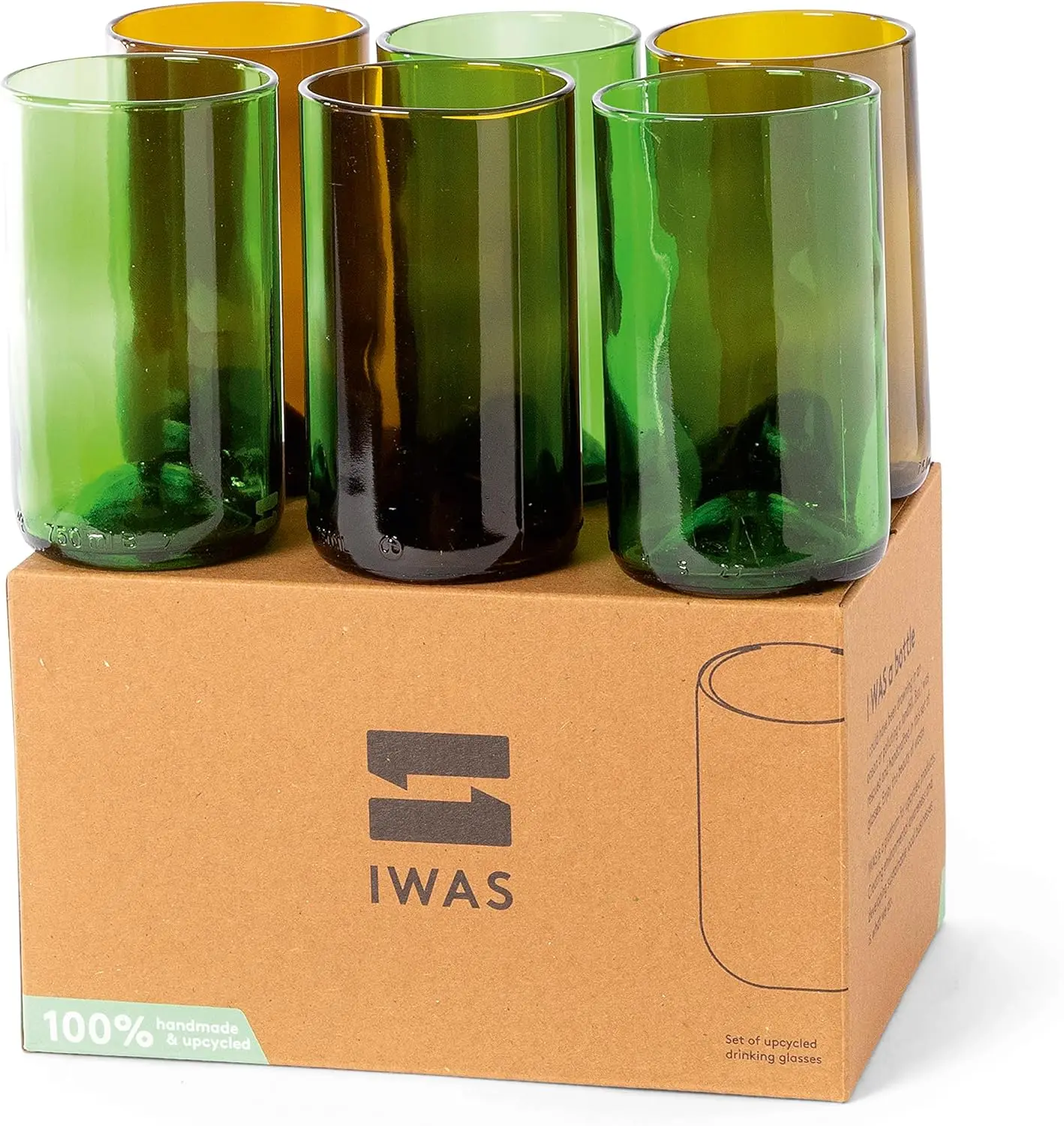 Eco-Friendly Upcycled Tall Drinking Glasses Set of 6, 13.53 OZ Each, Sustainable Cocktail & Water Glasses, Olive Green
Eco-Friendly Upcycled Tall Drinking Glasses Set of 6, 13.53 OZ Each, Sustainable Cocktail & Water Glasses, Olive Green