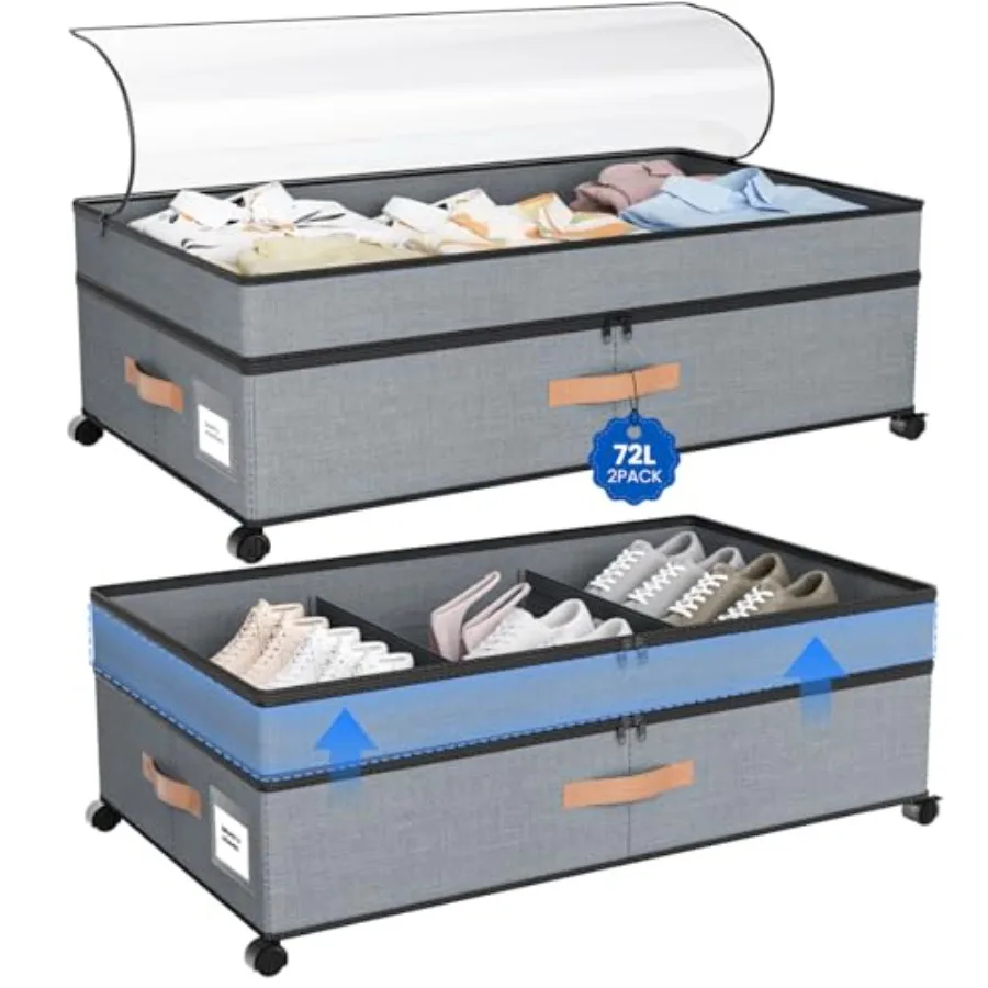 Storage Box 72L XXL Under the Bed Storage Containers Large 10'' Tall Adjustable Storage for Underbed with Lids Rolling for Shoe
Storage Box 72L XXL Under the Bed Storage Containers Large 10'' Tall Adjustable Storage for Underbed with Lids Rolling for Shoe